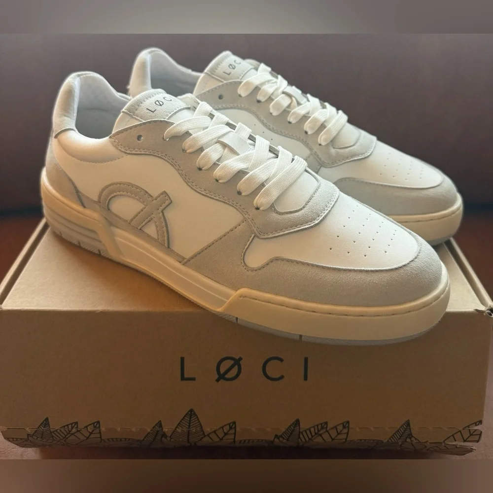 LØCI Atom Vegan Sneakers White Grey Cream Men 8.5–9 Women 11.5–12 EU 42 NWB - Picture 3 of 9